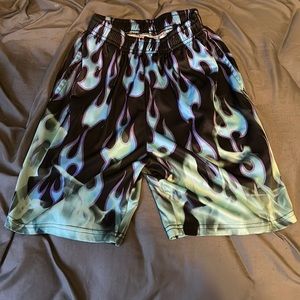 Graphic flame shorts